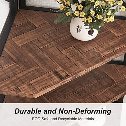 HOMISSUE 5-Tier Corner Shelf with Cabinet, Multipurpose Corner Shelf with Wine Rack and Bar Cabinet, Free Standing Corner Storage Cabinet for Living Room, Home Bar, Home Office, Balcony, Brown