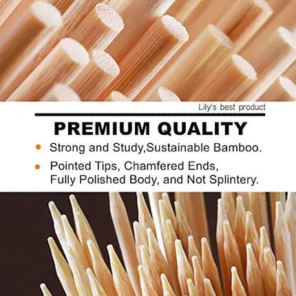 HOPELF 12" Natural Bamboo Skewers for BBQ，Appetiser，Fruit，Cocktail，Kabob，Chocolate Fountain，Grilling，Barbecue，Kitchen，Crafting and Party. Φ=4mm, More Size Choices 6"/8"/10"/14"/16"/30"(100 PCS)