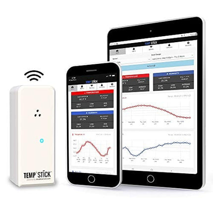 Temp Stick Remote WiFi Temperature & Humidity Sensor. No Subscription. 24/7 Monitor, Unlimited Text, Push & Email Alerts. Free Apps, Made in America. Use with Alexa, IFTTT. Monitor Anywhere, Anytime.
