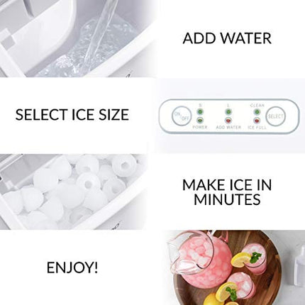 Igloo ICEB26HNWHN Automatic Self-Cleaning Portable Electric Countertop Ice Maker Machine With Handle, 26 Pounds in 24 Hours, 9 Ice Cubes Ready in 7 minutes, With Ice Scoop and Basket, White