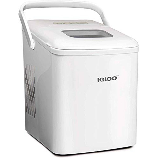 Igloo ICEB26HNWHN Automatic Self-Cleaning Portable Electric Countertop Ice Maker Machine With Handle, 26 Pounds in 24 Hours, 9 Ice Cubes Ready in 7 minutes, With Ice Scoop and Basket, White