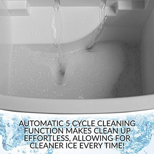 Igloo ICEB26HNWHN Automatic Self-Cleaning Portable Electric Countertop Ice Maker Machine With Handle, 26 Pounds in 24 Hours, 9 Ice Cubes Ready in 7 minutes, With Ice Scoop and Basket, White