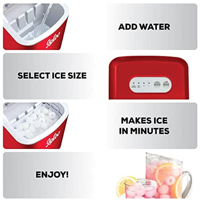 Igloo ICEB26RR Automatic Portable Electric Countertop Ice Maker Machine, 26 Pounds in 24 Hours, 9 Ice Cubes Ready in 7 minutes, With Ice Scoop and Basket, Perfect for Water Bottles, Mixed Drinks