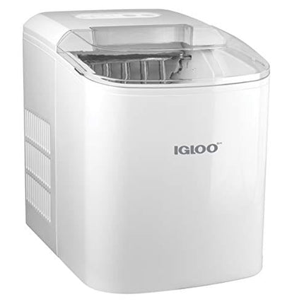 Igloo ICEB26WH Automatic Portable Electric Countertop Ice Maker Machine, 26 Pounds in 24 Hours, 9 Cubes Ready in 7 minutes, With Scoop and Basket, Perfect for Water Bottles, Mixed Drinks, Parties, WHT