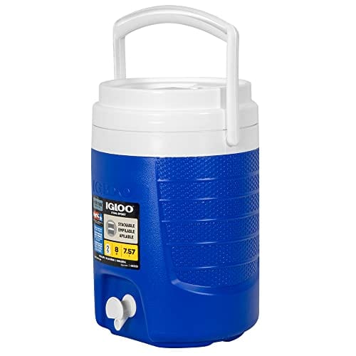 Igloo 2-Gallon Sport Beverage Jug With Hooks – Blue, Portable Water Cooler