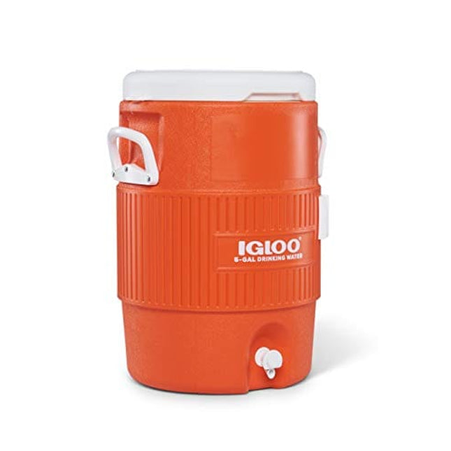 Igloo 5 Gallon Portable Sports Cooler Water Beverage Dispenser with Flat Seat Lid, Bright Orange