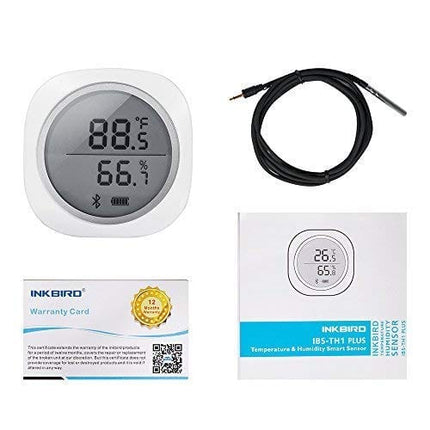 Inkbird IBS-TH1 Plus Wireless Bluetooth Temperature and Humidity Monitor Thermometer and Hygrometer Used for Brewing Meat Plant Cigar Storage
