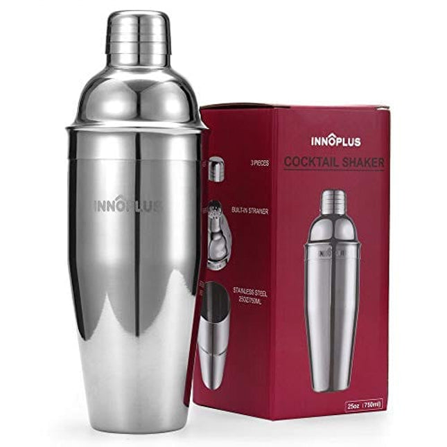 Cocktail Shaker, Martini Shaker Food Grade Stainless Steel, 25 Ounce(750ml) Drink Shaker, Professional Bar tools with Cocktail Strainer, Bartender Kit Gifts