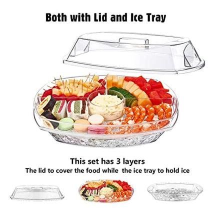 INNOVATIVE LIFE Fruit Trays for Serving for Party, 15 Inch Appetizer Serving Tray on Ice,Party Platters for Serving Food, Clear