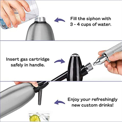 Nuvantee Soda Siphon - Ultimate sparkling Soda Maker - Aluminum - 1 Liter - With Free Cocktail Recipes