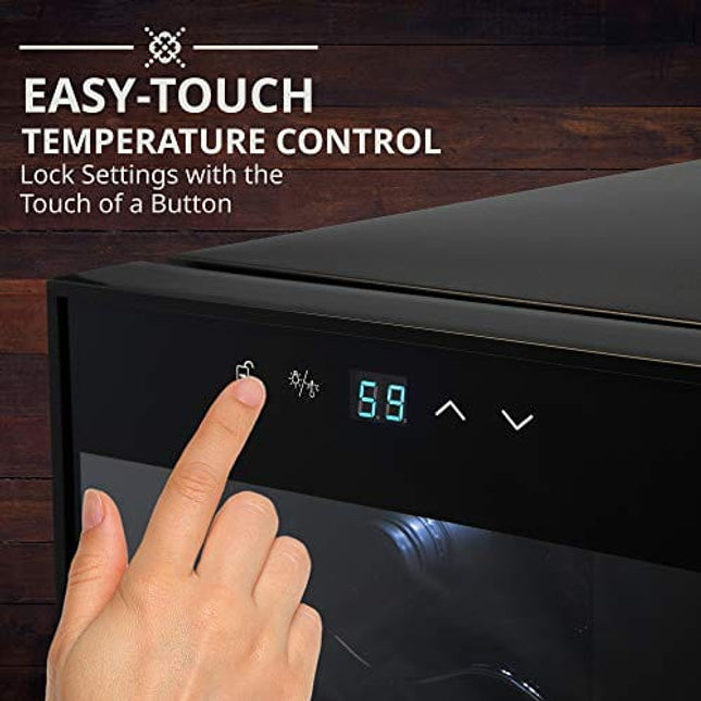 Ivation 12 Bottle Compressor Wine Cooler Refrigerator w/Lock | Large Freestanding Wine Cellar For Red, White, Champagne or Sparkling Wine | 41f-64f Digital Temperature Control Fridge Glass Door Black