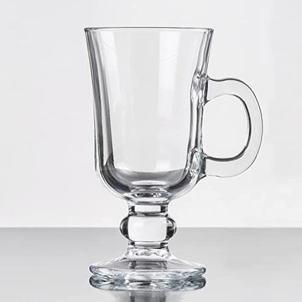 JAIRESTONE Irish Coffee Mugs with Handle, Clear Glass Cups for Iced Coffee, Latte, Cappuccino, Hot Chocolate, Set of 2
