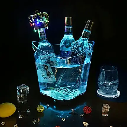 5L Glowing LED Ice Bucket 7-Color Champagne Wine Drinks Beer Ice Cooler for Restaurant Bars Nightclubs KTV Pub Party