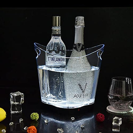 5L Glowing LED Ice Bucket 7-Color Champagne Wine Drinks Beer Ice Cooler for Restaurant Bars Nightclubs KTV Pub Party