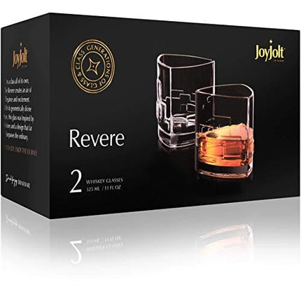 JoyJolt Revere Scotch Glasses, Old Fashioned Whiskey Glasses 11-Ounce, Ultra Clear Whiskey Glass for Bourbon and Liquor, Set Of 2 Glassware