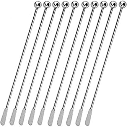 Jsdoin Stainless Steel Coffee Beverage Stirrers Stir Cocktail Drink Swizzle Stick with Small Rectangular Paddles (10 silver)