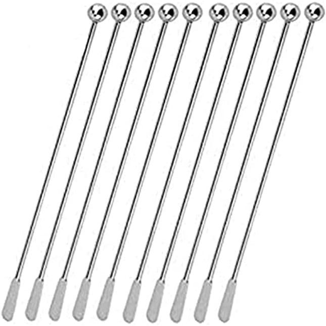 Jsdoin Stainless Steel Coffee Beverage Stirrers Stir Cocktail Drink Swizzle Stick with Small Rectangular Paddles (10 silver)