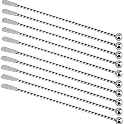 Jsdoin Stainless Steel Coffee Beverage Stirrers Stir Cocktail Drink Swizzle Stick with Small Rectangular Paddles (10 silver)