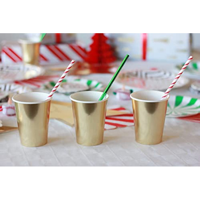 Just Artifacts Premium Disposable Drinking Striped Paper Straws (100pcs, Red)