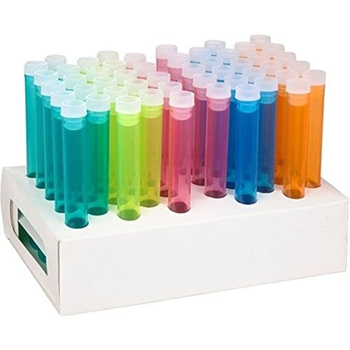 Testing Tube Bundle 50 Piece Assorted Color Plastic Test Tube Set with Caps and Cardboard ...