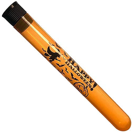 (Custom Prints) Halloween, 16x125mm Orange Test Tubes with Black Hollow Bottom Caps, Polypropylene, Karter Scientific (Pack of 50)