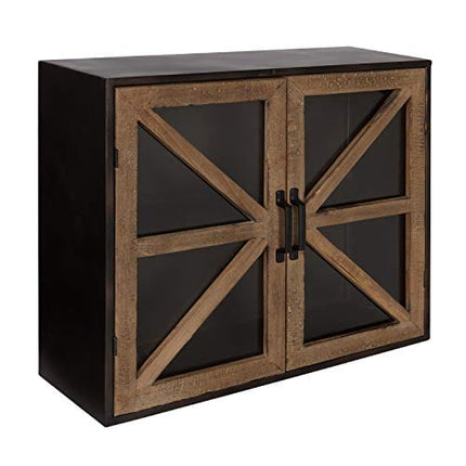 Kate and Laurel Mace Decorative Farmhouse Rustic Wood and Metal Wall Mounted Double Door Storage Cabinet