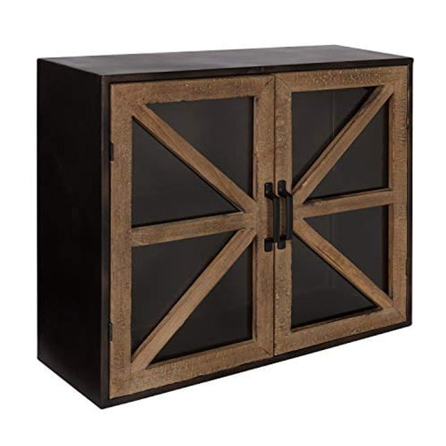 Kate and Laurel Mace Decorative Farmhouse Rustic Wood and Metal Wall Mounted Double Door Storage Cabinet