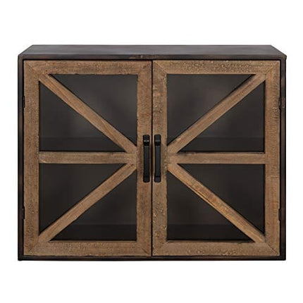 Kate and Laurel Mace Decorative Farmhouse Rustic Wood and Metal Wall Mounted Double Door Storage Cabinet