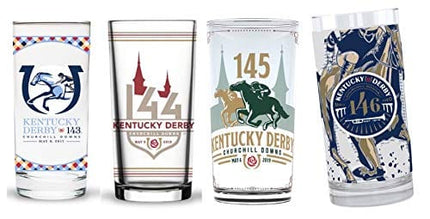Kentucky Derby Officially Licensed Mint Julep Cup/Glass Set, 4 Pack, Year 2020, 2019, 2018 & 2017