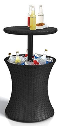 Keter Pacific Cool Bar Outdoor Patio Furniture and Hot Tub Side Table with 7.5 Gallon Beer and Wine Cooler, Grey