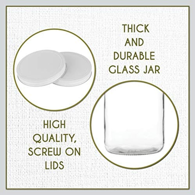 kitchentoolz 2 Pack 1 Gallon Glass Large Mason Jars Wide Mouth with Airtight Metal Lid, Safe for Fermenting Kombucha Kefir Kimchi, Pickling, Storing and Canning, Dishwasher Safe, Made in USA