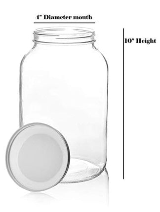 kitchentoolz 2 Pack 1 Gallon Glass Large Mason Jars Wide Mouth with Airtight Metal Lid, Safe for Fermenting Kombucha Kefir Kimchi, Pickling, Storing and Canning, Dishwasher Safe, Made in USA