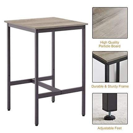 KIVENJAJA Bar Table and Chairs Set for 2, 3-Piece Small Square Pub Bistro Table and Upholstered Stools with Backrest, Counter Height Dining Table Set for Kitchen Small Space, Grey