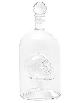 Kobi & Knight Premium Skull Decanter - Handmade Skull Whiskey Decanter with Airtight Stopper - Borosilicate Glass Skull Decanter - Thick Vodka, Rum, Gin, Tequila Bottle - 25fl oz / 750ml Skull Barware