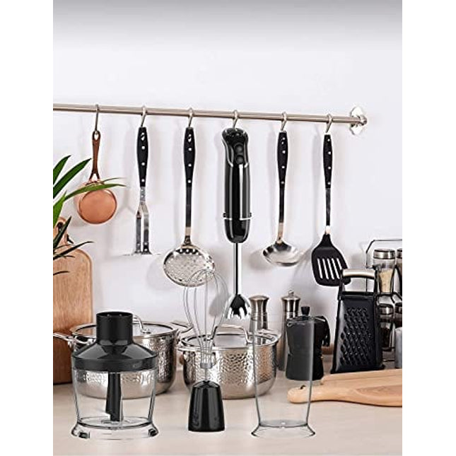KOIOS 800-Watt/ 12-Speed Immersion Hand Blender(Titanium Reinforced), Turbo for Finer Results, 4-in-1 Set Includes BPA-Free Food Chopper / Egg Beater / Beaker, Ergonomic Grip, Detachable