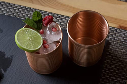 Kosdeg Copper Cocktail Tins Set of 2 12oz - Copper Cups For Drinking - Bean Tin Design - Perfect Copper Mug Bar Set for Tastier Drinks - Metal Tumbler gets Ice Cold In Seconds