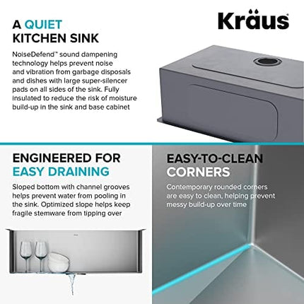 Kraus KHU100-30 Kitchen Sink, 30 Inch, Stainless Steel