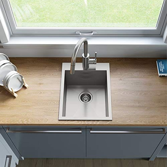 Kraus KP1TS15S-1 Pax Kitchen Sink Single Bowl, 15 Inch, Zero Radius