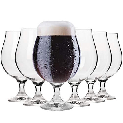 Krosno Dark Ale Stout Beer Glasses | Set of 6 | 16.9 oz | Elite Collection | Perfect for Home, Restaurants and Parties | Dishwasher Safe