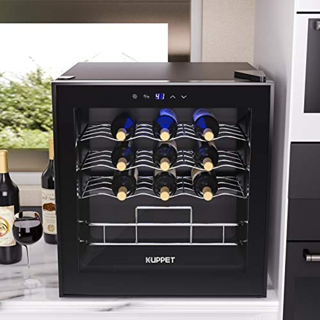 KUPPET 19 Bottles Wine Cooler/Fridge Beverage Refrigerator Small Mini Red & White Wine Cellar Beer Soda.Digital Temperature Display, Double-layer Glass Door, Quiet Operation Compressor