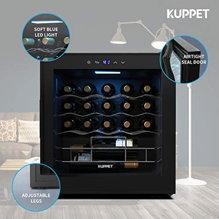 KUPPET 19 Bottles Wine Cooler/Fridge Beverage Refrigerator Small Mini Red & White Wine Cellar Beer Soda.Digital Temperature Display, Double-layer Glass Door, Quiet Operation Compressor
