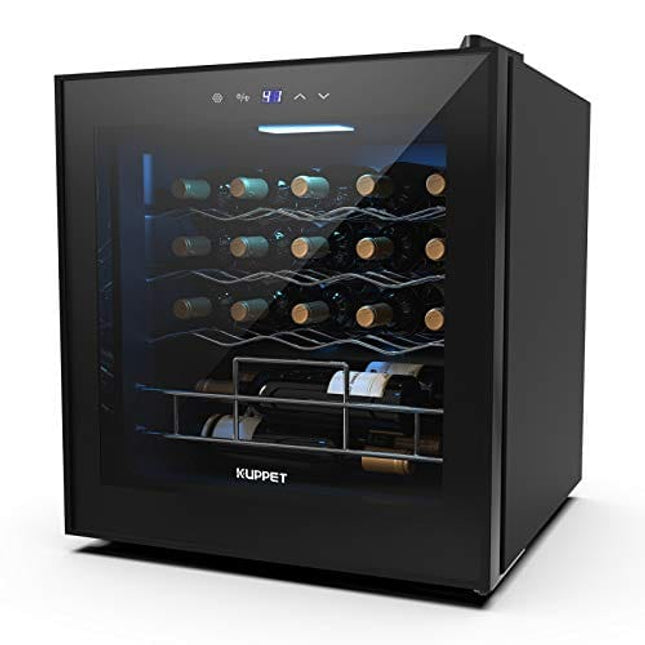 KUPPET 19 Bottles Wine Cooler/Fridge Beverage Refrigerator Small Mini Red & White Wine Cellar Beer Soda.Digital Temperature Display, Double-layer Glass Door, Quiet Operation Compressor