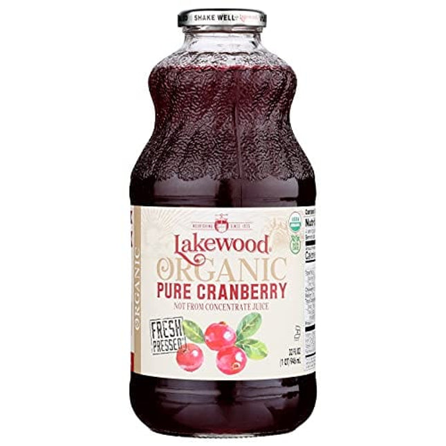 Lakewood Organic Pure Cranberry, Fresh Pressed, 32 Fl Oz (Pack of 6)