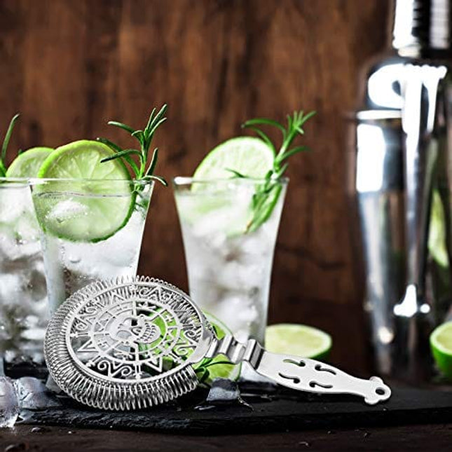 Cocktail Strainer with Spring, Skull Martini Drink Strainer, Stainless Steel Hawthorne Strainer for Bar Tools(Silver)