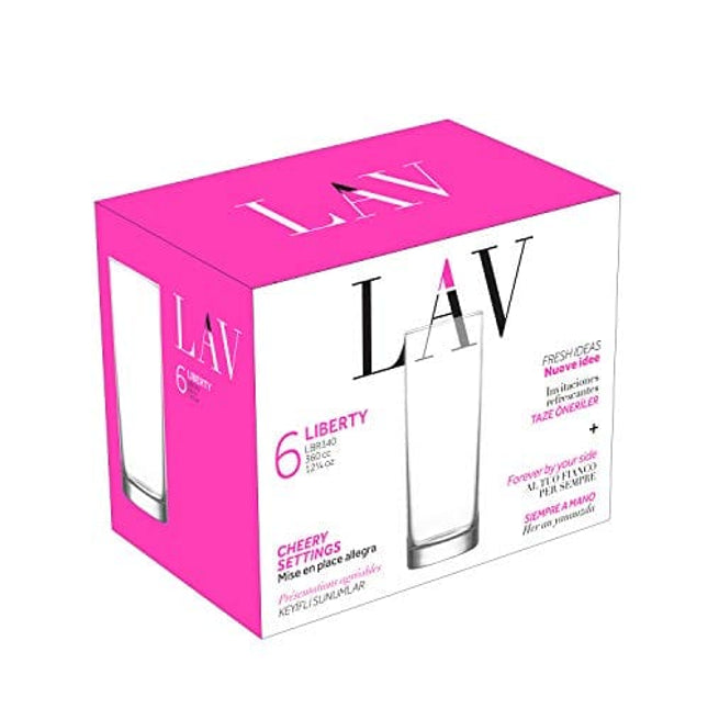 lav Collins Glasses for Cocktails - Highball Glasses Set of 6-12.25 Oz Tall Bar Glasses for Long Drink Cocktails - Clear Mixed Drink Glasses - Drinking Cups for Beverages - Made in Europe