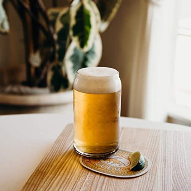 Le'raze Drinking Glasses Set of 10 - Can Shaped Glass Cups, 16oz Iced Tea/ Coffee Glasses, Tumbler, Cocktail Whiskey Soda Clear Water Beer Glasses