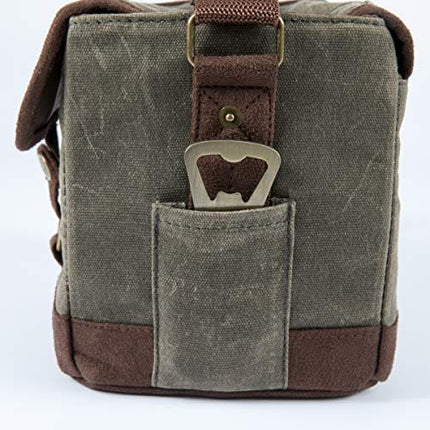 LEGACY - a Picnic Time Brand Caddy, Tote with Opener, 6-Pack Cooler, Gifts for Beer Lovers, (Khaki Green with Brown Accents)