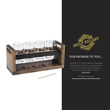 LEGACY - a Picnic Time brand - Craft Beer Flight Set - Beer Glasses Set - Gifts For Beer Lovers, (Acacia Wood),4 fluid ounces
