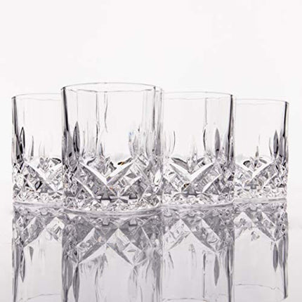 LEMONSODA Crystal Cut Old Fashioned Whiskey Glasses - Whiskey Gifts for Men - 10oz Ultra-Clear Premium Lead-Free Crystal Glass Tumbler For Drinking Bourbon, Scotch, Cognac, Cocktails (Set of 4)
