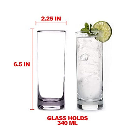 LEMONSODA Premium Highball Glass Set - Elegant Tom Collins Glasses Set of 6-12oz Tall Drinking Water Glasses - Bar Glassware for Mojito, Whiskey, Cocktail - Crystal High Ball Glass Drink Tumblers